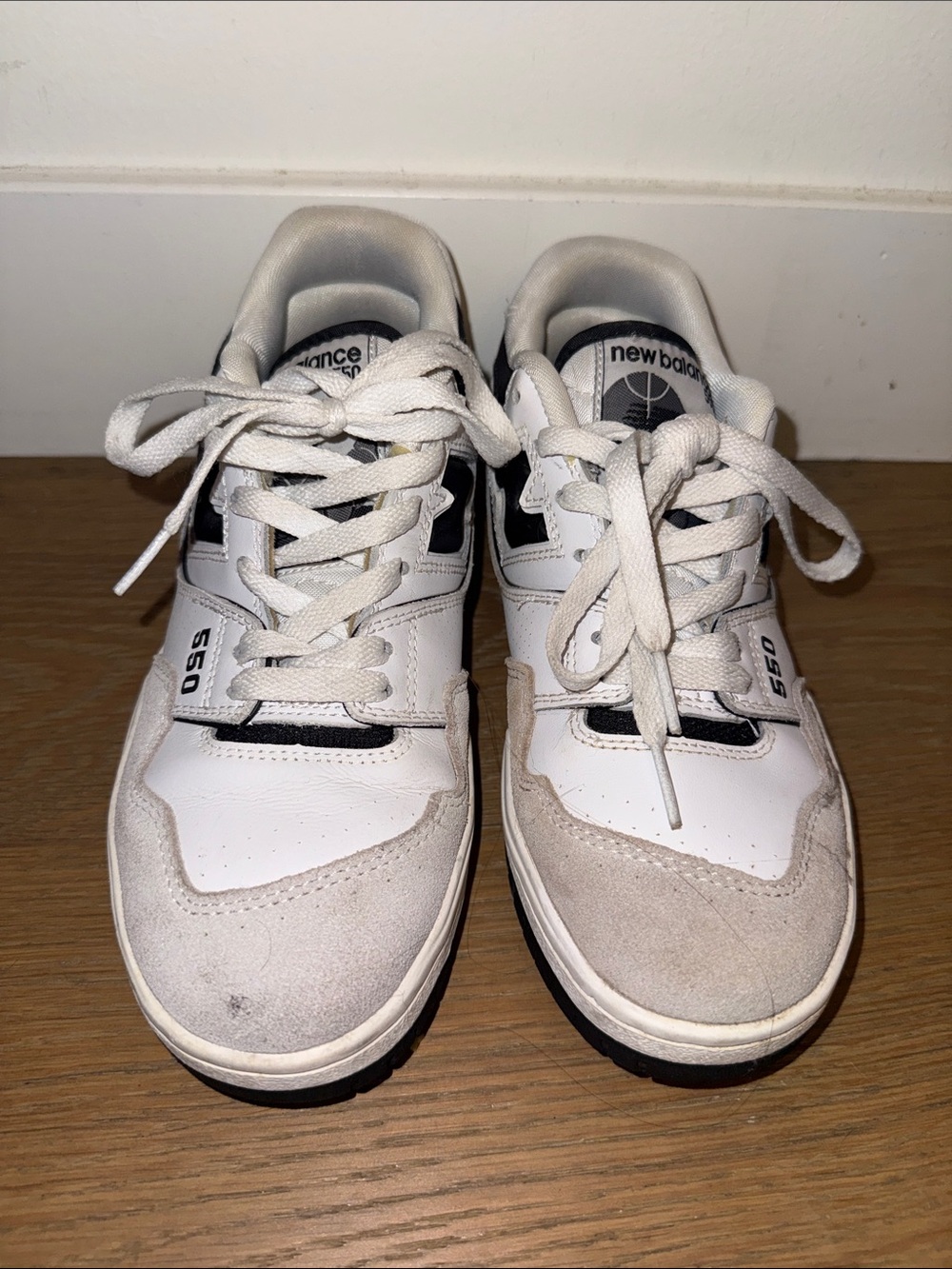 New Balance 550 White and Gray Leather Sneakers- WOMENS